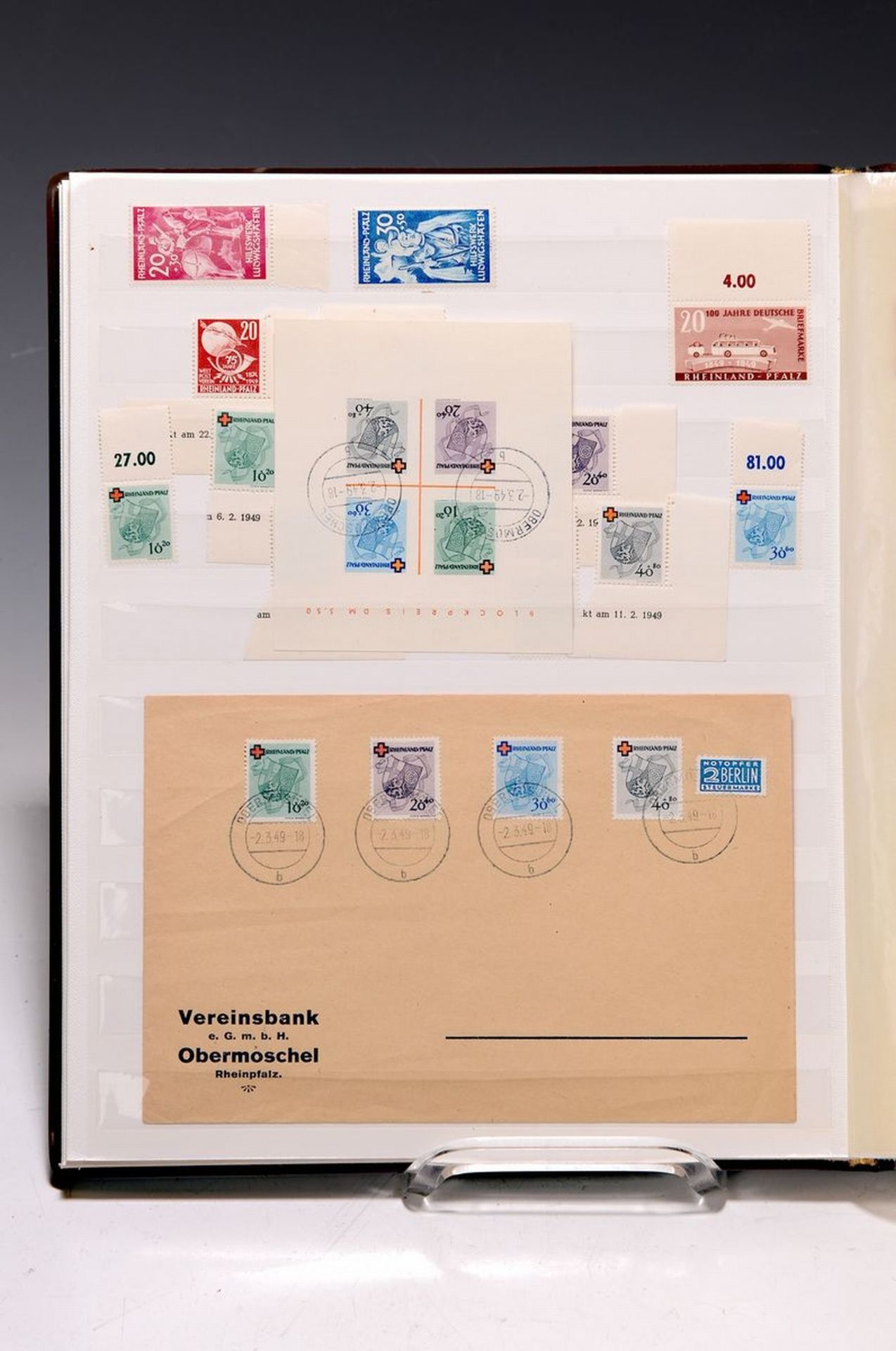 Sammlung Briefmarken, Rheinland-Pfalz,  Rot-Kreuz-Block,