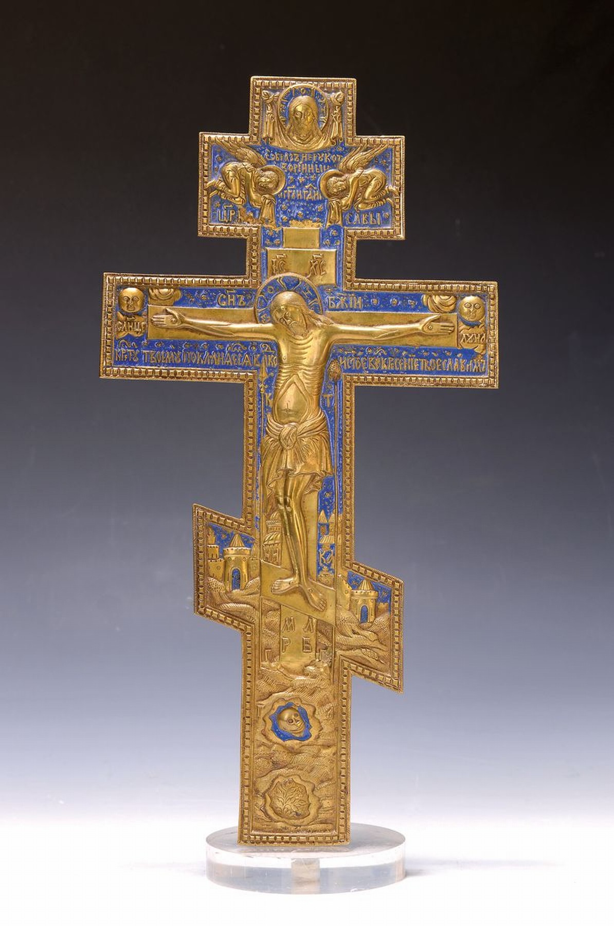 Russische Kreuz, aus einer Staurothek- Ikone, um 1820/30,