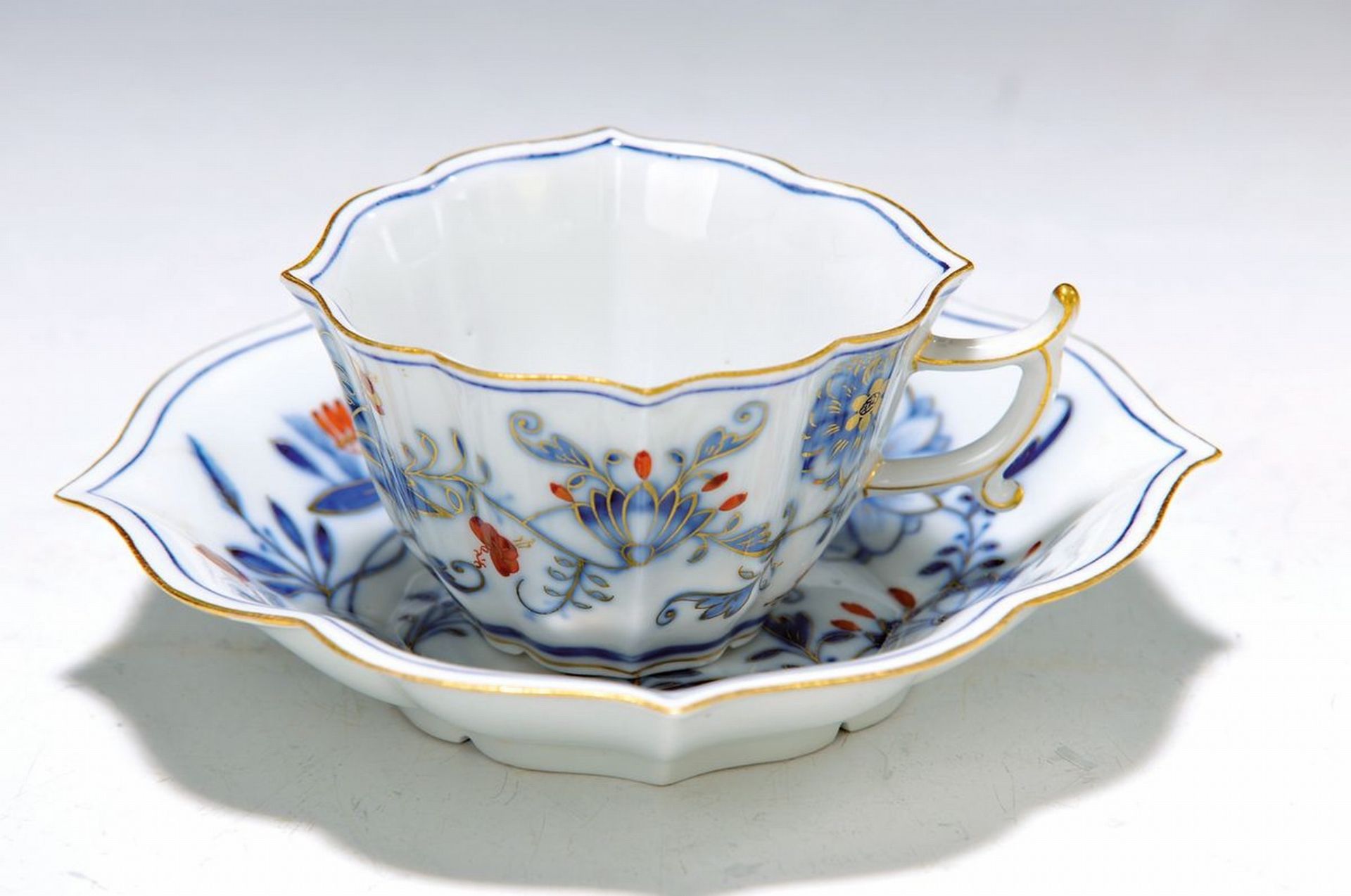 Tasse mit Untertasse, Meissen, um 1890,  Vierpassform,