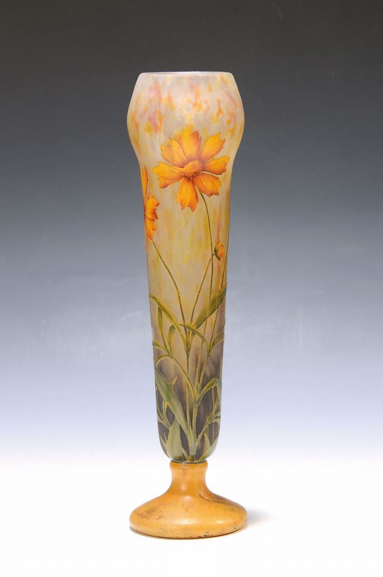 Vase, Daum Nancy, um 1900/05,  floraler Dekor wohl