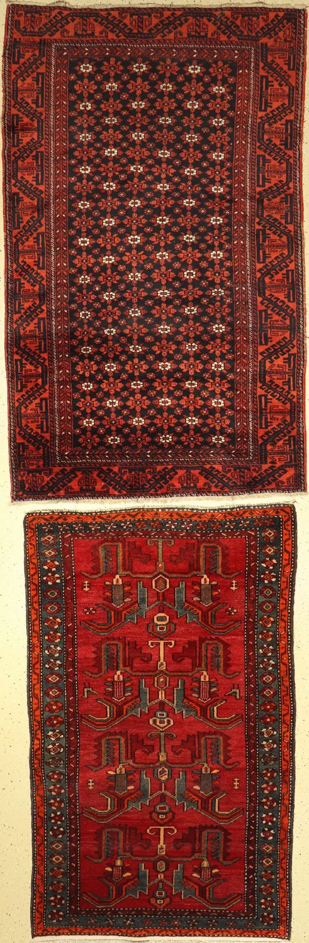 2 Persische Teppiche,   Belutsch, ca, 50 Jahre, Wolle auf