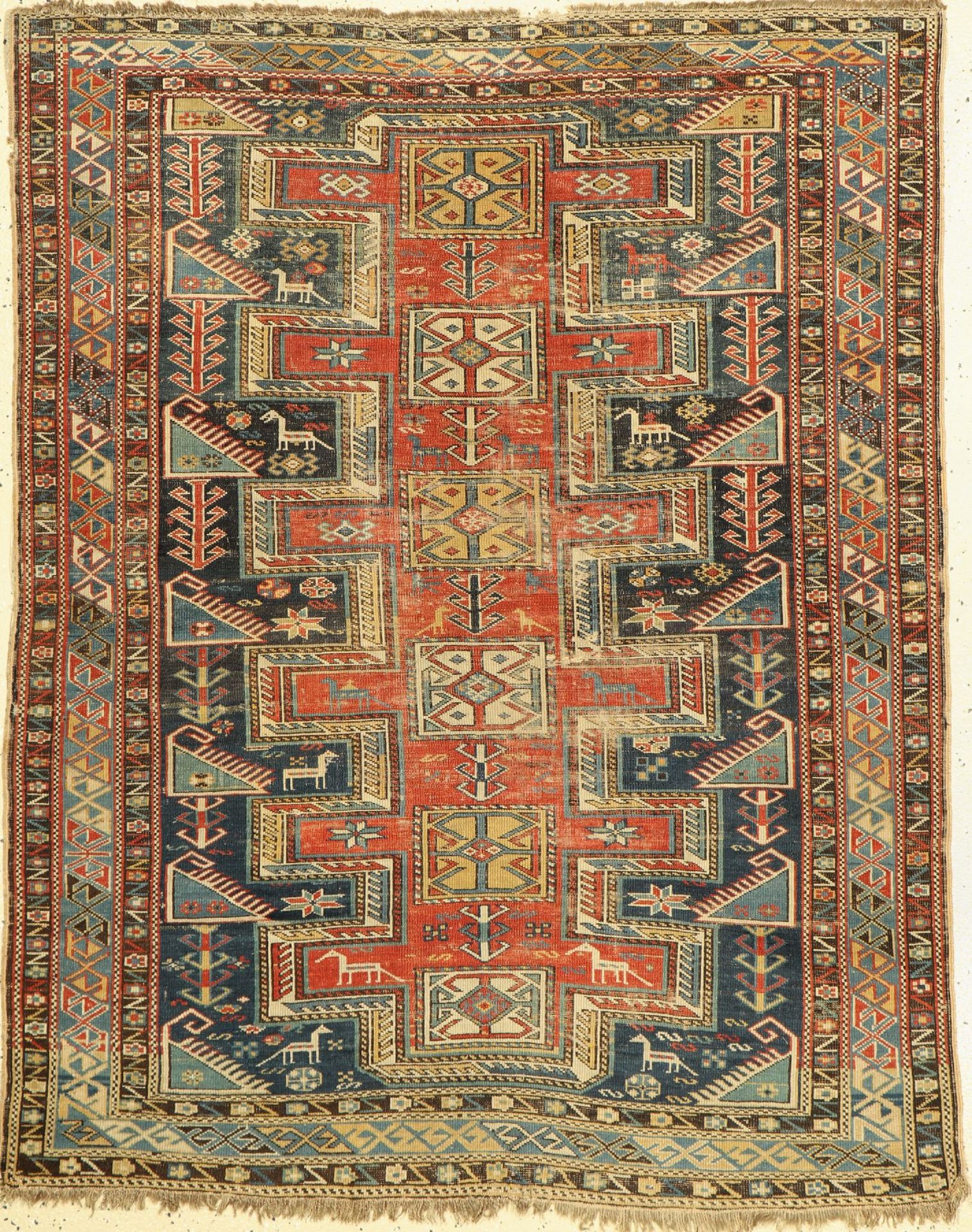 Antiker Schirwan,   Kaukasus, 19. Jhd, Wolle auf Wolle,