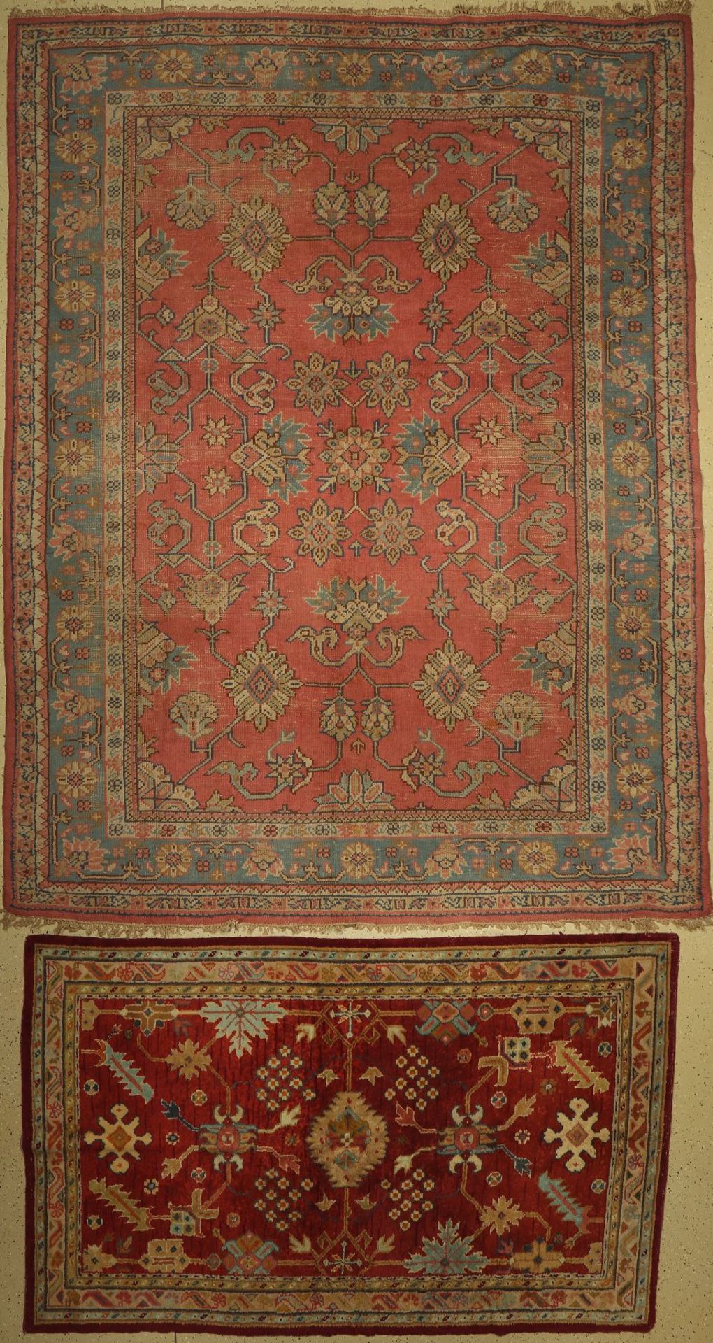 2 Rumänische Teppiche, Uschak Muster, um 1930,Wolle auf