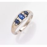 18 kt Gold Ring mit Saphiren und Brillanten, WG 750/000,