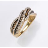 9 kt Gold Ring mit Brillanten, GG 375/000, symmetrisch