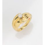 14 kt Gold Ring mit Brillant, GG 585/000 (gepr.),