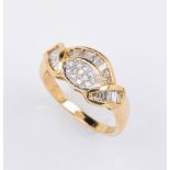 14 kt Gold Ring mit Diamanten, GG/WG 585/000,