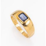 18 kt Gold Ring mit Saphir, GG 750/000, Saphir im