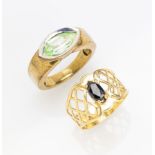 Konvolut 2 Gold Ringe, GG 585/000 und GG 333/000, best.