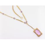 12 kt Gold Collier mit Amethyst, GG 500/000,