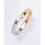 14 kt Gold Ring mit Brillant, GG/WG 585/ 000, Brillant