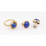 Konvolut 14 kt Gold Schmuck mit Lapislazuli, GG 585/000,