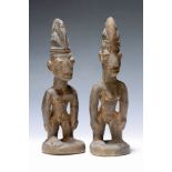 Paar Figuren, Ibeji Ghana, um 1900, Holz geschnitzt,