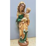 Grosse Heiligenfigur eine Madonna mit Kind, 2.H.20.Jh.,