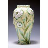 Vase, Jugendstil um 1900, Steingut, erhabener