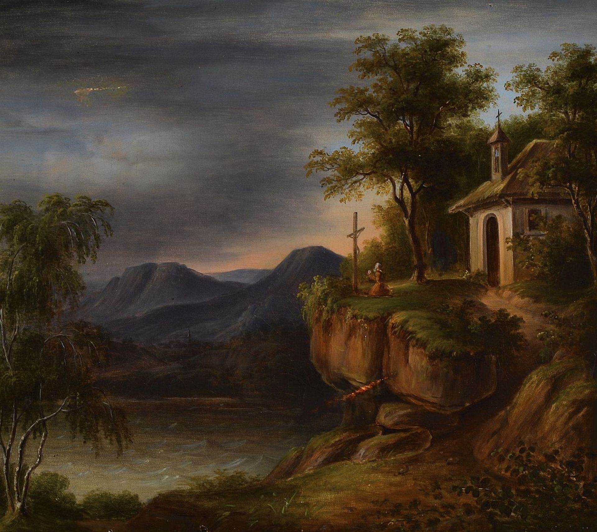 Emilie Reinbek, datiert 1840,  romantische Landschaft mit