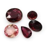 Konvolut 5 Rubellite zus. ca. 27.00 ct, versch. Formen