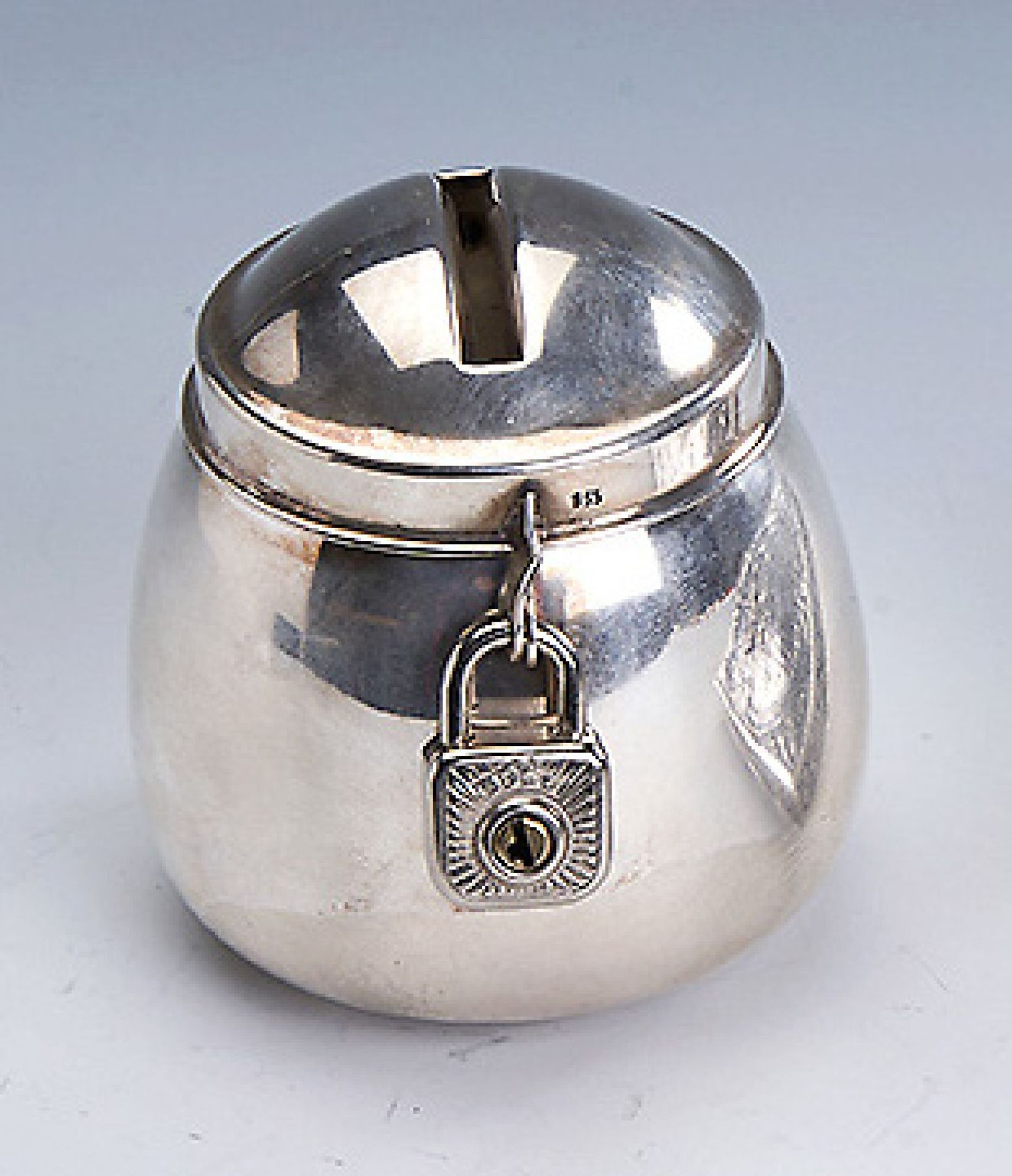 Kleine Spardose, 835er Silber,   deutsch, 1930er Jahre, in
