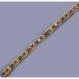 14 kt Gold Armband mit Diamanten und Smaragd, GG 585/000,