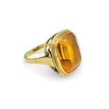 14 kt Gold Ring mit Citrin, GG 585/000, 1950er Jahre,
