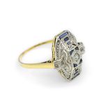 Art-Deco Ring mit Saphiren und Diamanten, GG 750/000 und