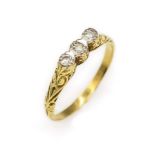 14 kt Gold Ring mit Diamanten, GG 585/000, um 1940,