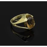 14 kt Gold Ring mit Topas, GG 585/000, ovalfacett.