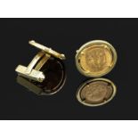 Paar 14 kt Gold Manschettenknöpfe mit Goldmünzen, GG