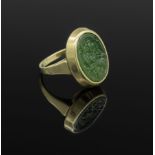 14 kt Gold Ring mit Wappengravur, GG 585/ 000,