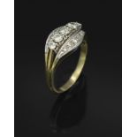 14 kt Gold Ring mit Diamanten, GG/WG 585/000, 5