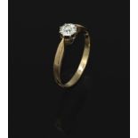 14 kt Gold Ring mit Altschliff-Diamant, GG 585/000,