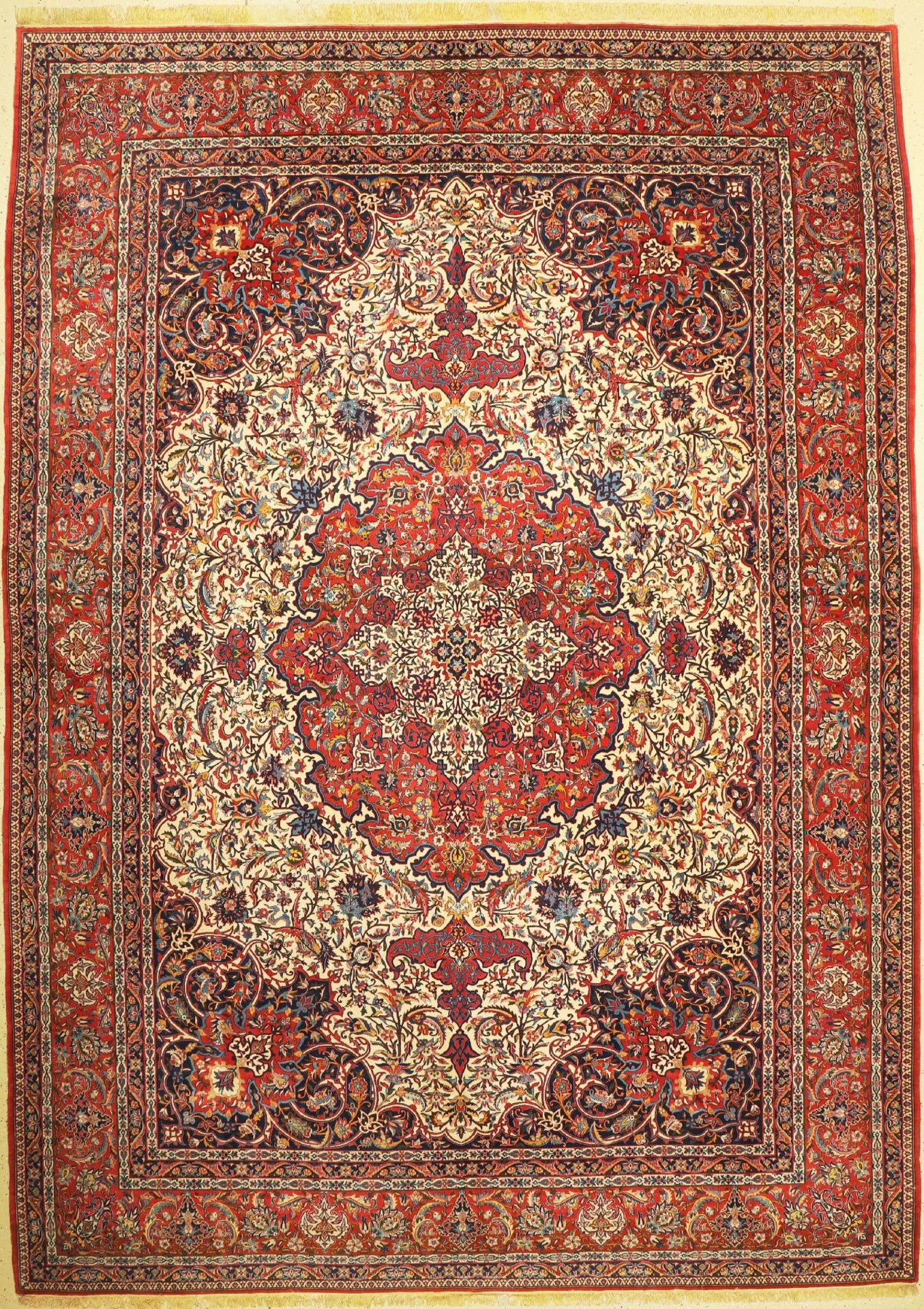 Antiker feiner Esfahan,   Persien, um 1920, Korkwolle