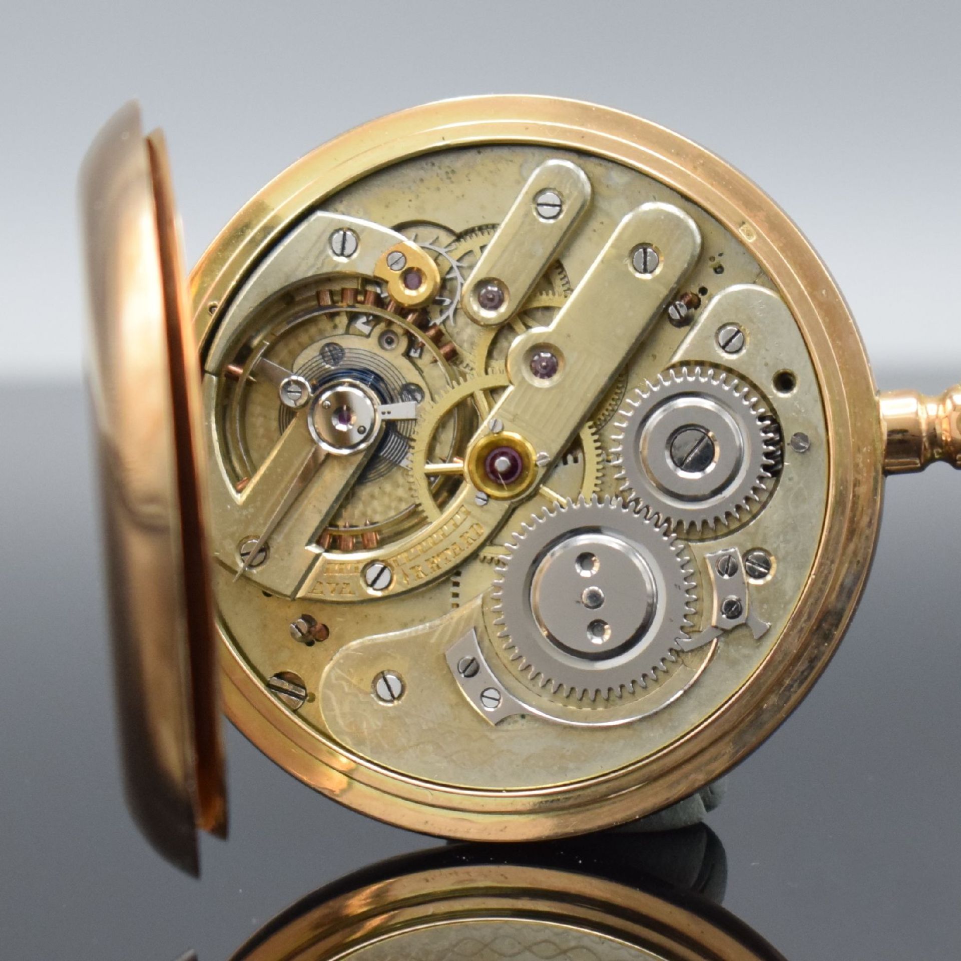 Savonette Herrentaschenuhr in RoseG 585/000,  Schweiz um - Bild 7 aus 10