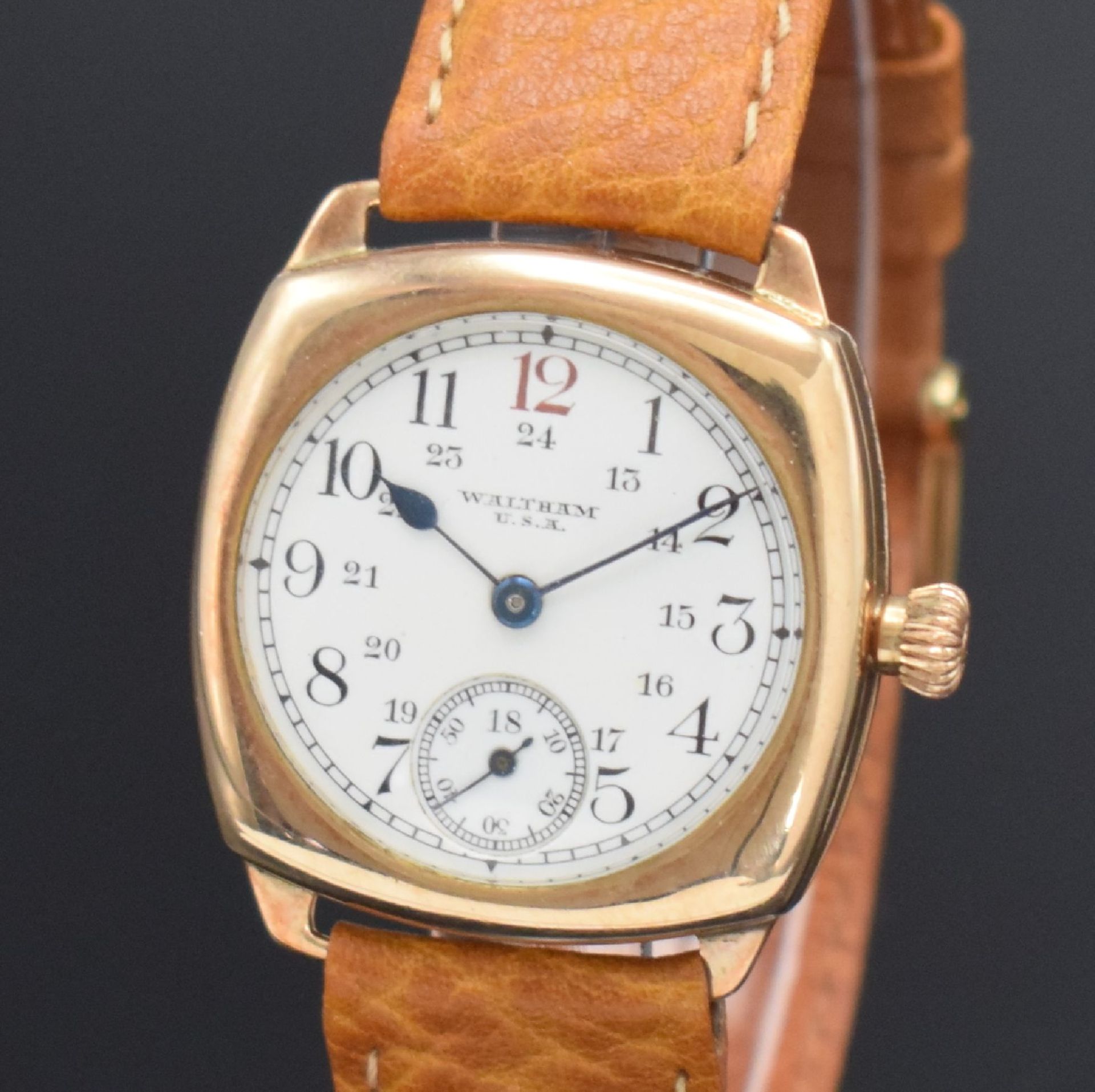 WALTHAM frühe Armbanduhr in RG 375/000,  USA um 1929, - Bild 4 aus 7