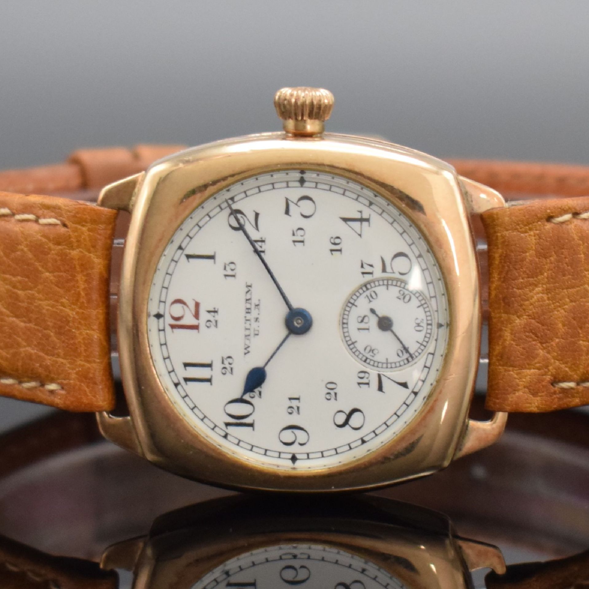 WALTHAM frühe Armbanduhr in RG 375/000,  USA um 1929, - Bild 2 aus 7