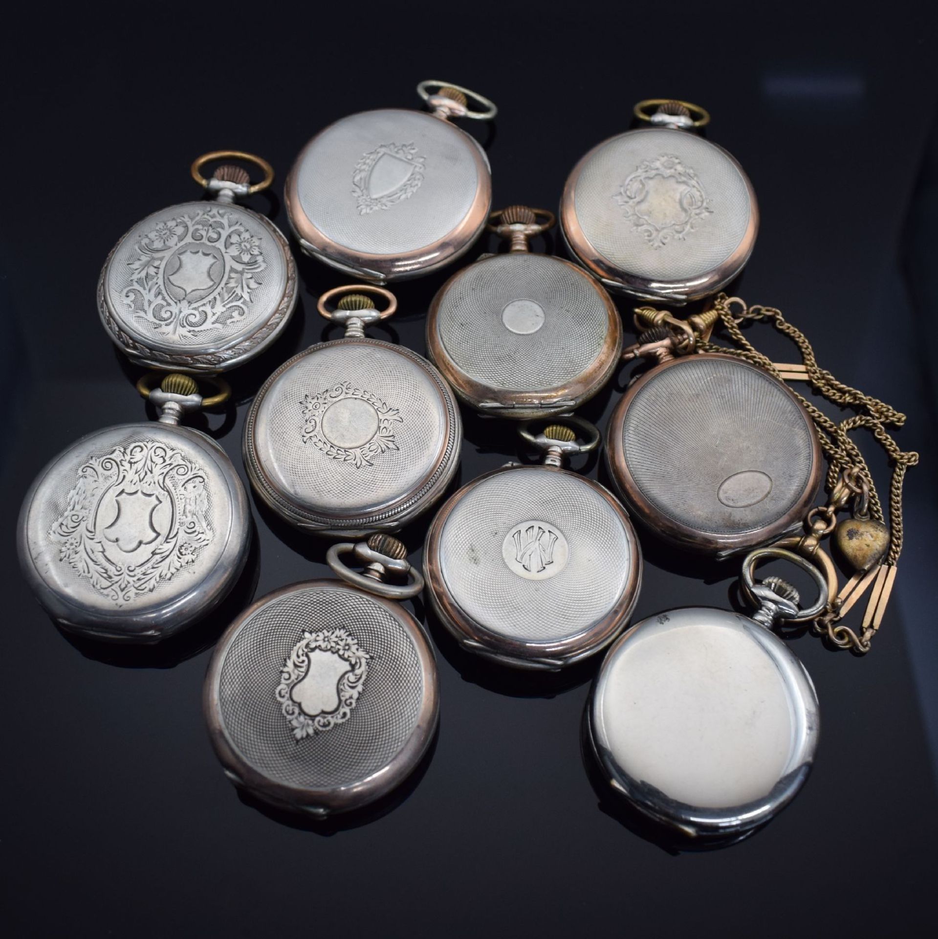 Konvolut: 10 Taschenuhren,  schweiz. Prod., um 1870-1900, - Bild 4 aus 5