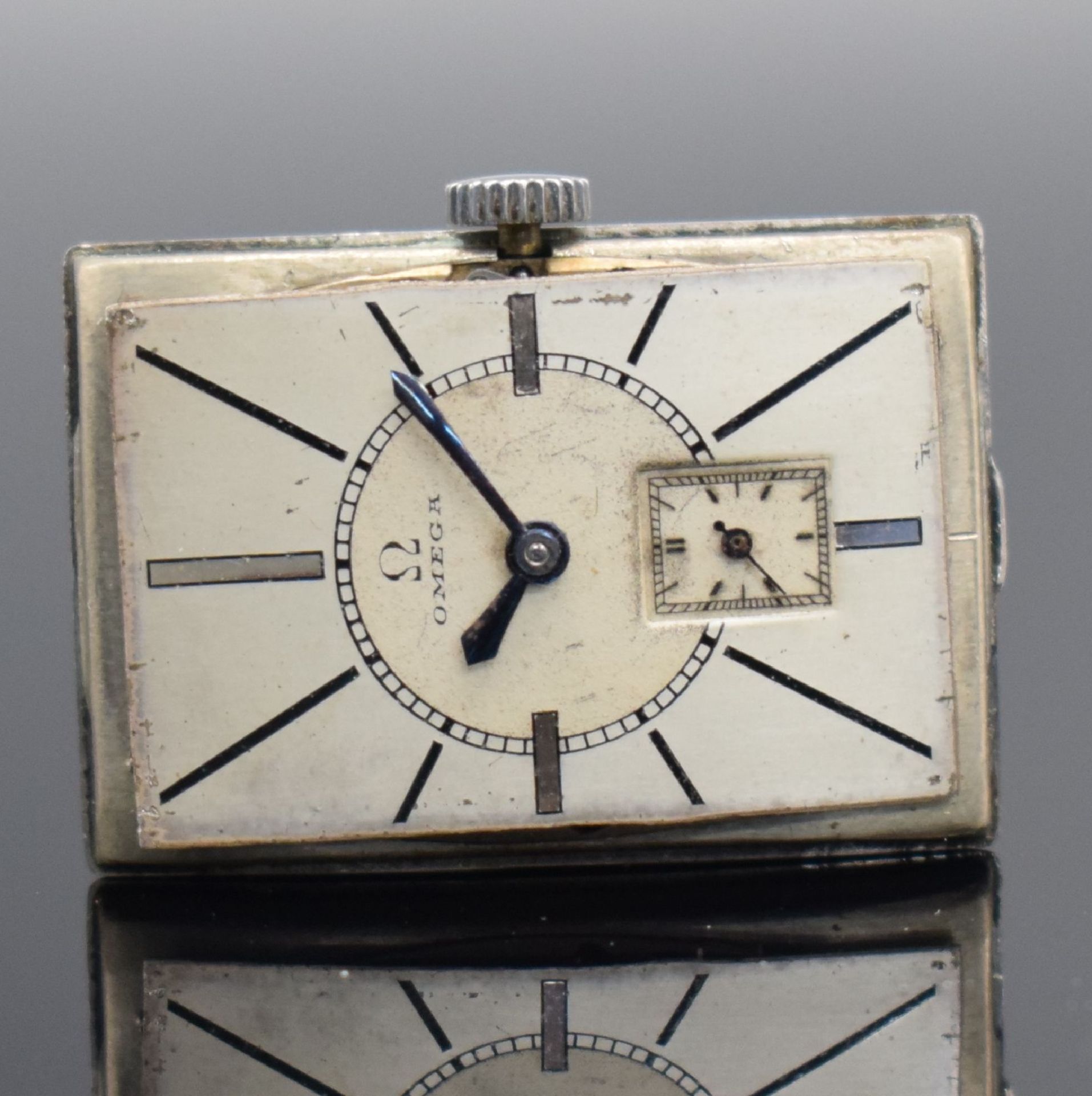 OMEGA schöne rechteckige Armbanduhr in Stahl,   Schweiz um - Bild 7 aus 11