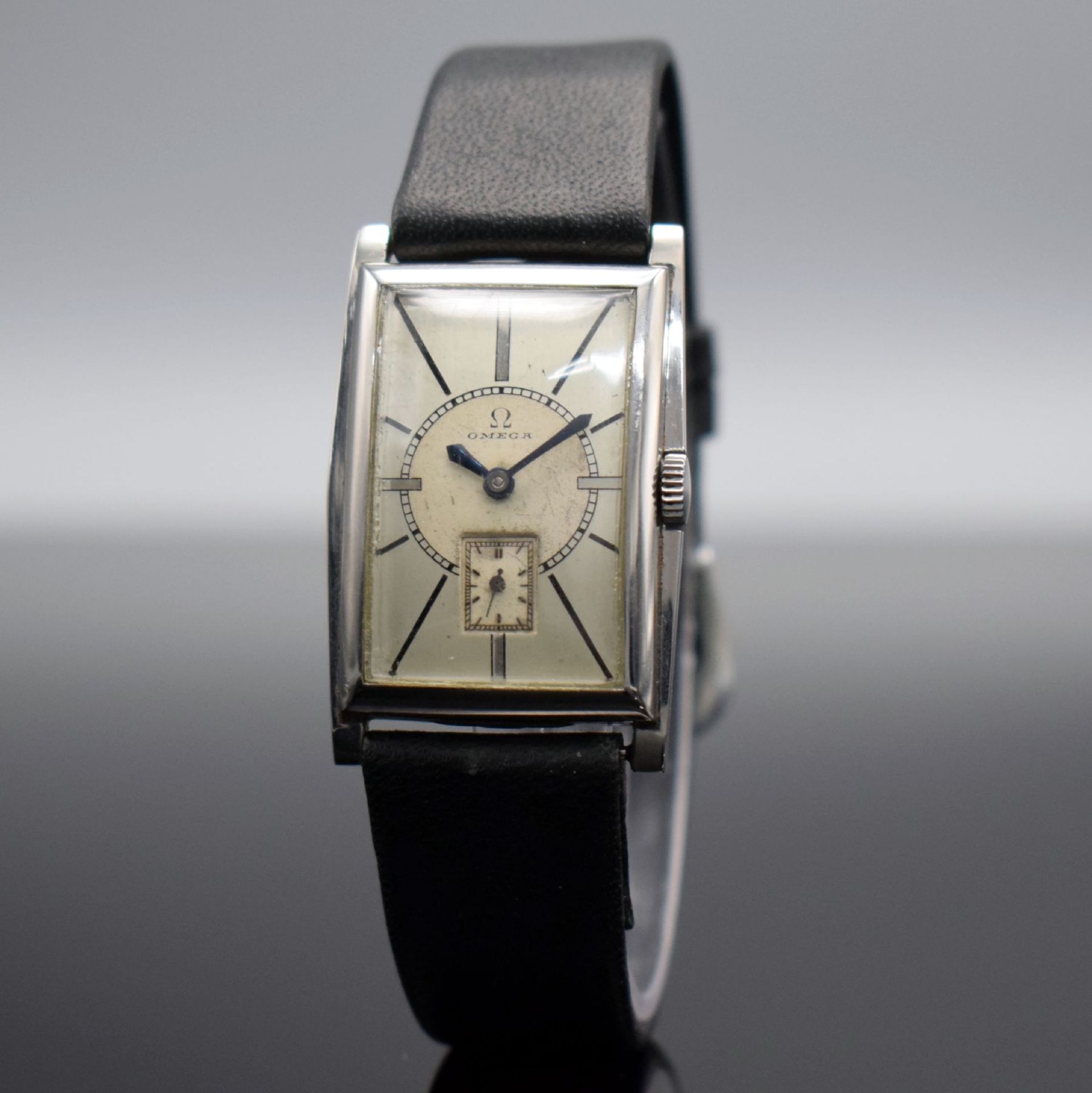 OMEGA schöne rechteckige Armbanduhr in Stahl,   Schweiz um - Bild 3 aus 11
