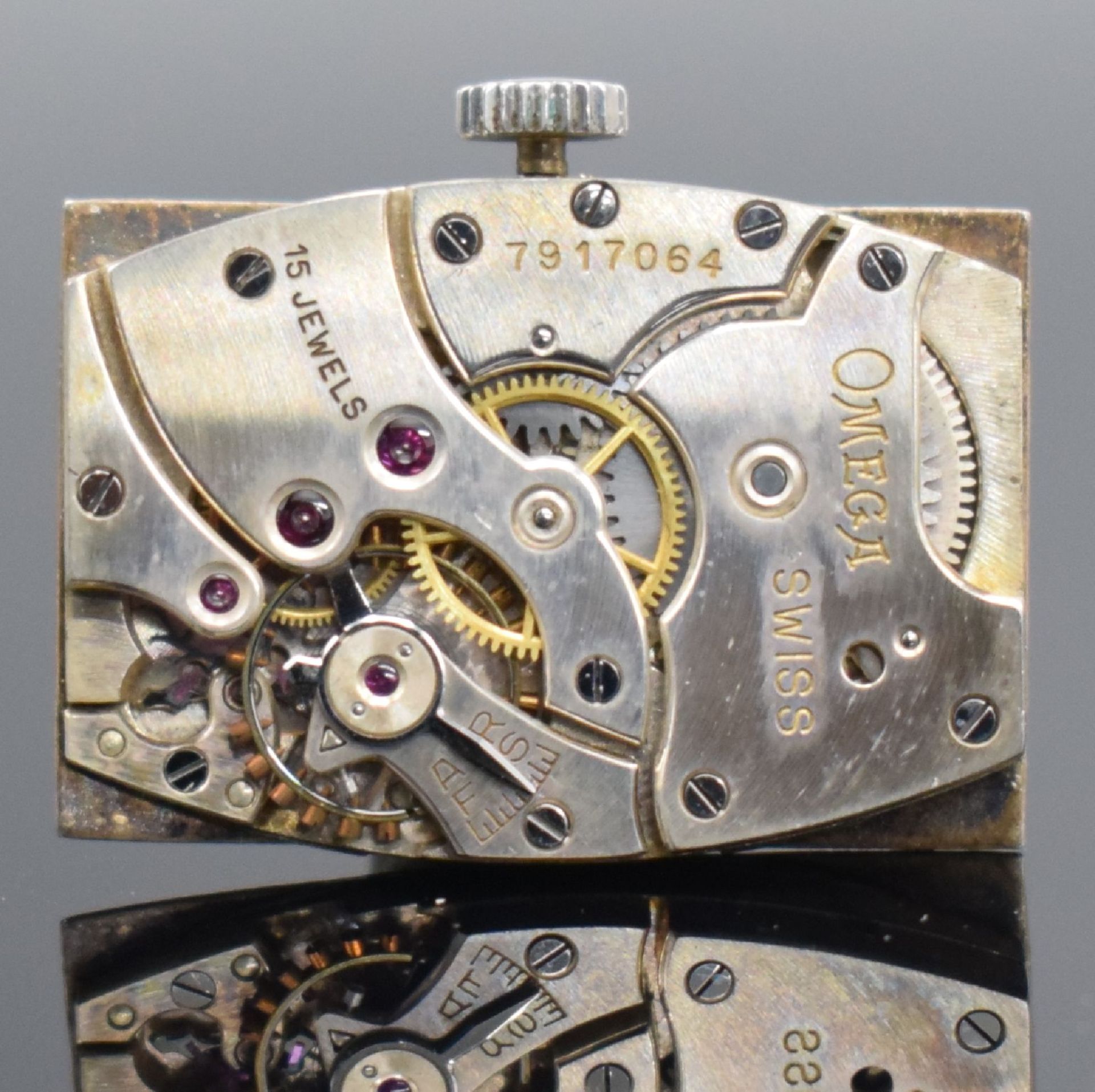 OMEGA schöne rechteckige Armbanduhr in Stahl,   Schweiz um - Bild 9 aus 11