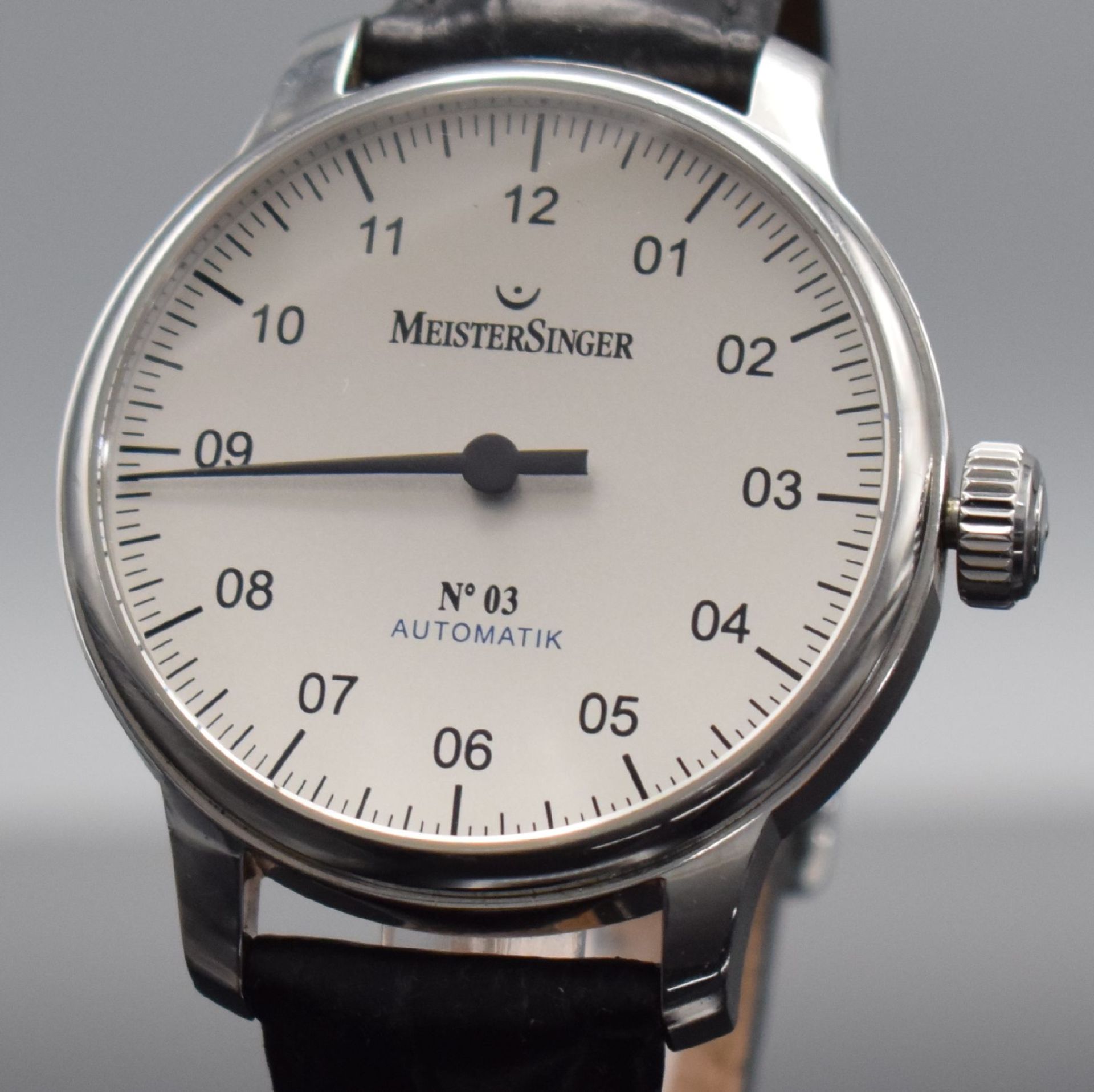 MEISTERSINGER No 3 Herrenarmbanduhr in Stahl Referenz - Bild 4 aus 7