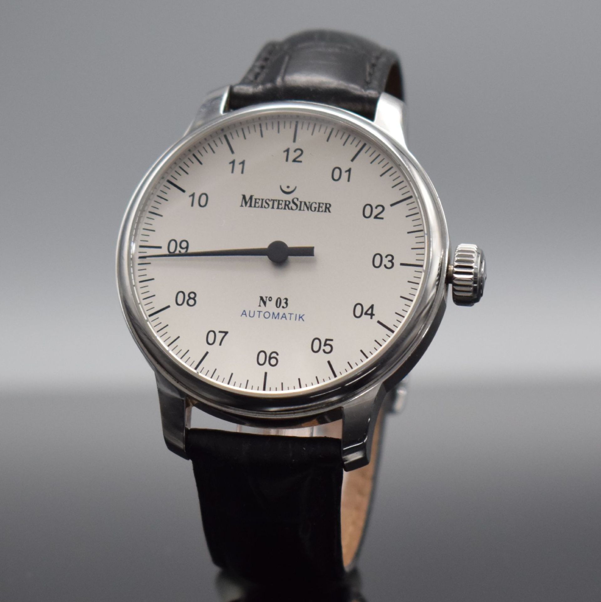 MEISTERSINGER No 3 Herrenarmbanduhr in Stahl Referenz - Bild 3 aus 7