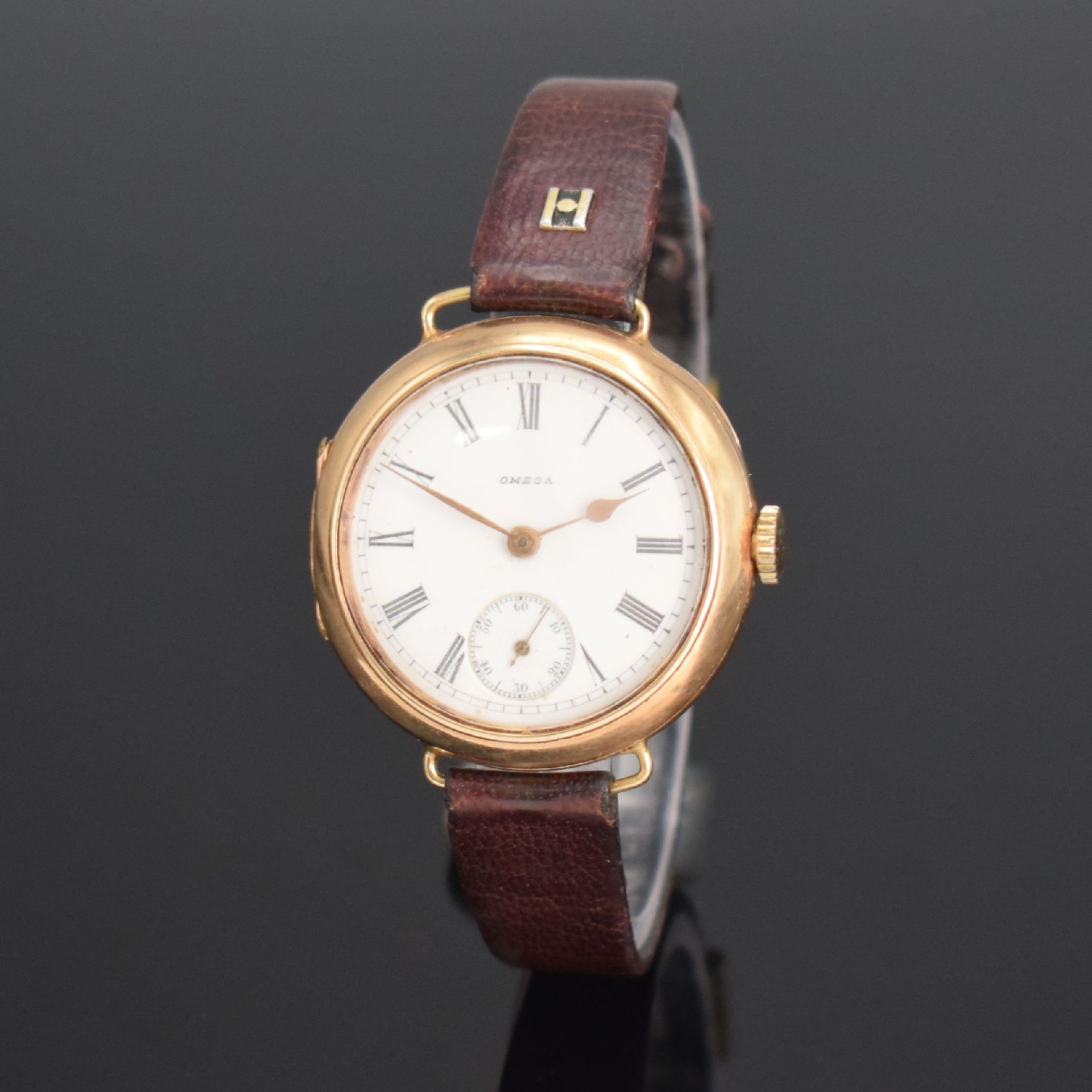 OMEGA frühe Armbanduhr in GG 585/000,  Handaufzug, Schweiz - Bild 3 aus 7