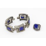 Schmuckset mit Lapislazuli, 925er Silber, 1970er Jahre,