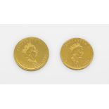 2 Goldmünzen, Kanada 1994 und 1997, 1 x 5 Dollar und 1 x