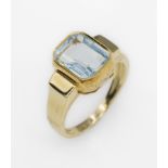 14 kt Gold Ring mit Aquamarin, GG 585/000, facett.