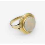 14 kt Gold Ring mit Opal, GG 585/000, runder