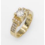 14 kt Gold Ring mit Brillanten, GG 585/000, Brillant ca.