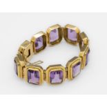 14 kt Gold Amethyst-Armband, GG 585/000, 11 facett.