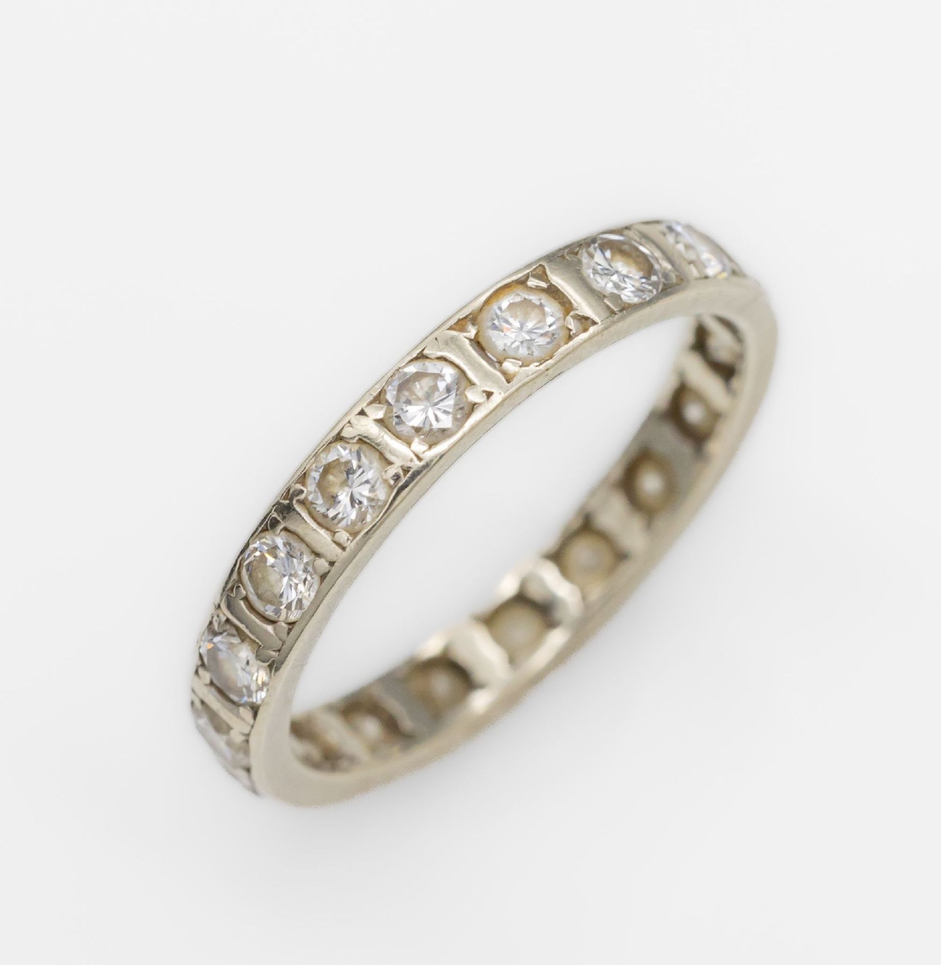 14 kt Gold Brillant-Memory-Ring,   WG 585/000, gepr.,