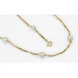 14 kt Gold Collier mit Zuchtperlen, GG 585/000,